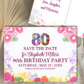 Bloemen 80e verjaardag save the date 80 elegant briefkaart