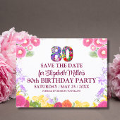 Bloemen 80e verjaardag save the date 80 elegant briefkaart