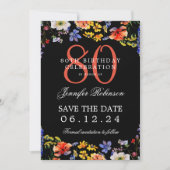 Bloemen 80e verjaardag Save the Date Zwart Kaart (Voorkant)