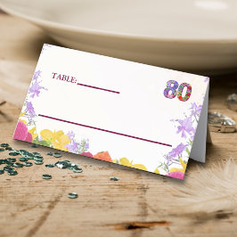 Bloemen 80e verjaardag tafel kaarten 80 bloemen fe plaatskaartje