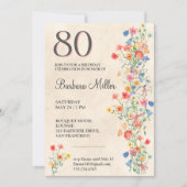Bloemen 80e verjaardag Wildflowers 80 jaar feest Kaart (Voorkant)