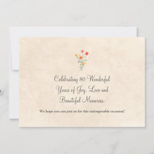 Bloemen 80e verjaardag Wildflowers 80 jaar feest Kaart (Achterkant)