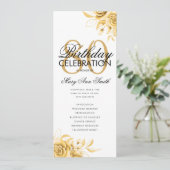Bloemen 80e Verjaardagsprogramma Goud w / Menu Kaart (Staand voorkant)