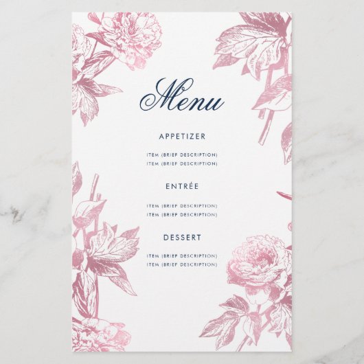 Bloemen 80e Verjaardagsprogramma Roos Goud Menu (Achterkant)