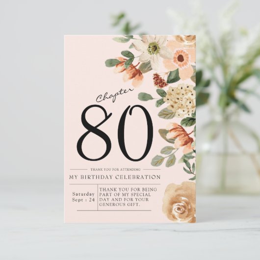 Bloemen 80ste verjaardag bedankkaart