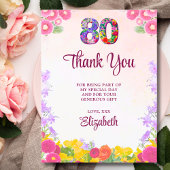Bloemen 80ste verjaardag bedankkaart 80 bloem chic