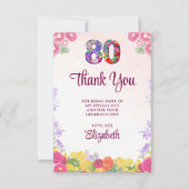 Bloemen 80ste verjaardag bedankkaart 80 bloem chic (Voorkant)