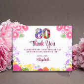 Bloemen 80ste verjaardag bedankkaart 80 bloem chic briefkaart