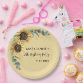 Bloemen 80ste Verjaardag Party Zonnebloem Papieren Bordje (Feest)