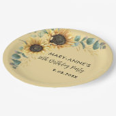 Bloemen 80ste Verjaardag Party Zonnebloem Papieren Bordje (Gekanteld)