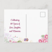 Bloemen 80ste verjaardag save the date - pastel 80 aankondigingskaart (Achterkant)