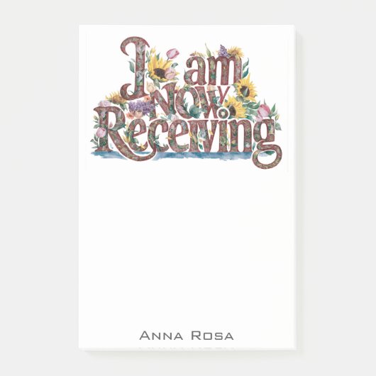 *~* Bloemen 8 IK ONTVANG NU AP85 Manifesting Post-it® Notes (Voorkant)