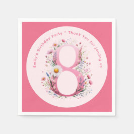 Bloemen 8e verjaardag Custom Acht Fairy Prinses Servet