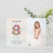 Bloemen 8e Verjaardag Uitnodiging Spring Moderne S (Staand voorkant)