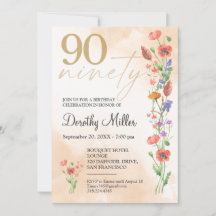 Bloemen 90e verjaardag - Elegant Waterverf Design