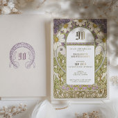 Bloemen 90e Verjaardagsfeestje Folie Accenten Folie Uitnodiging