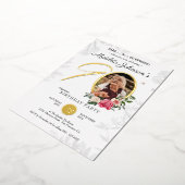 Bloemen 90e Verrassing Verjaardag Chique Botanisch Folie Uitnodiging (Gedraaid)