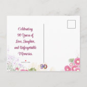 Bloemen 90ste verjaardag save the date - pastel 90 aankondigingskaart (Achterkant)