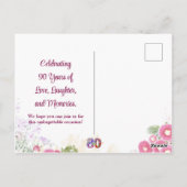 Bloemen 90ste verjaardag uitnodiging, elegant 90 j briefkaart (Achterkant)