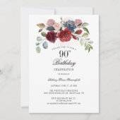 Bloemen 90ste verjaardag Waterverf Bloom Party Kaart (Voorkant)