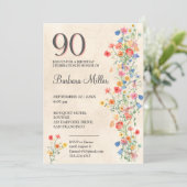 Bloemen 90ste verjaardag - Wildflowers 90 Years Pa Kaart (Staand voorkant)