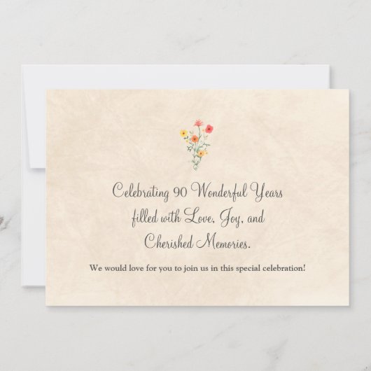 Bloemen 90ste verjaardag - Wildflowers 90 Years Pa Kaart (Achterkant)