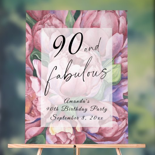  Bloemen 90ste Verjaardagsfeest Acryl Bord (Neutraal)