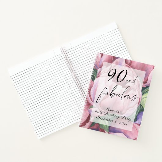  Bloemen 90ste Verjaardagsfeest Notitieboek (Binnen)