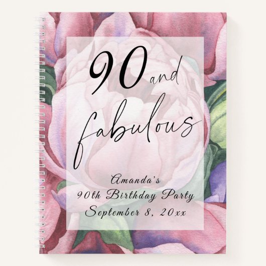 Bloemen 90ste Verjaardagsfeest Notitieboek (Voorkant)