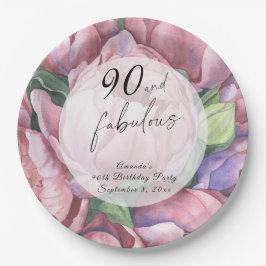  Bloemen 90ste Verjaardagsfeest Papieren Bordje