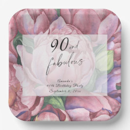  Bloemen 90ste Verjaardagsfeest Papieren Bordje