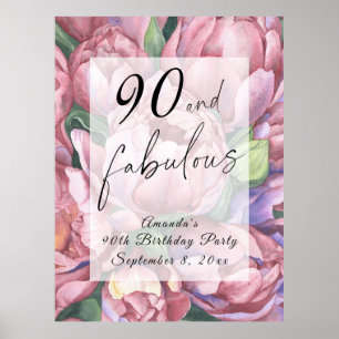 Bloemen 90ste Verjaardagsfeest Poster