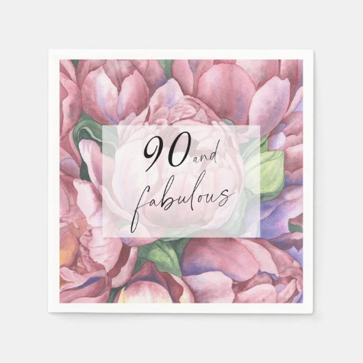  Bloemen 90ste Verjaardagsfeest Servet (Voorkant)