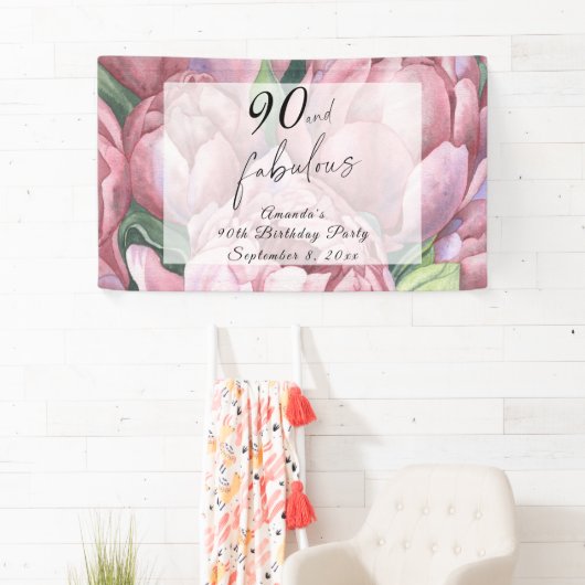 Bloemen 90ste Verjaardagsfeest Spandoek (Insitu)