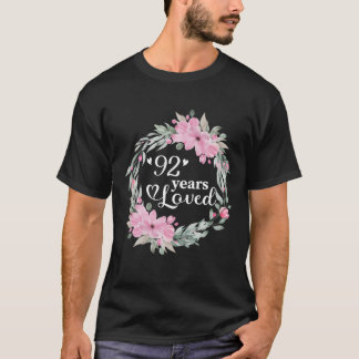 Bloemen 92 jaar oud bday Cadeau Mannen vrouwen 92e T-shirt