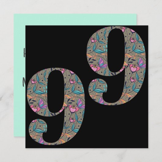 Bloemen 99th Verjaardag Custom Feestdagenkaart (Voorkant / Achterkant)