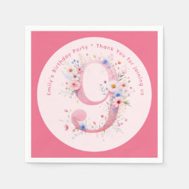 Bloemen 9e verjaardag Custom Nine Fairy Prinses Servet