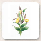 Bloemen: A011 Yellow Lady Slipper - Bier Onderzetter (Voorkant)