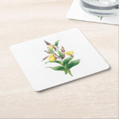 Bloemen: A011 Yellow Lady Slipper - Kartonnen Onderzetters (Schuin)