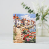 Bloemen aan de kade briefkaart (Staand voorkant)