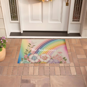 bloemen aan het einde van de regenboog deurmat