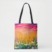 Bloemen aan het strand bedrukte canvas tas (Voorkant)