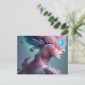 Bloemen aangedreven vrouw met gloeiend oog briefkaart (Staand voorkant)