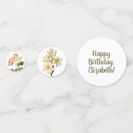  Bloemen aangepast jaar & tekst tafel confetti (Achterkanten)