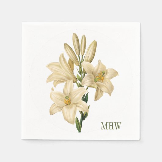  bloemen aangepast monogram papier servetten 1 (Voorkant)