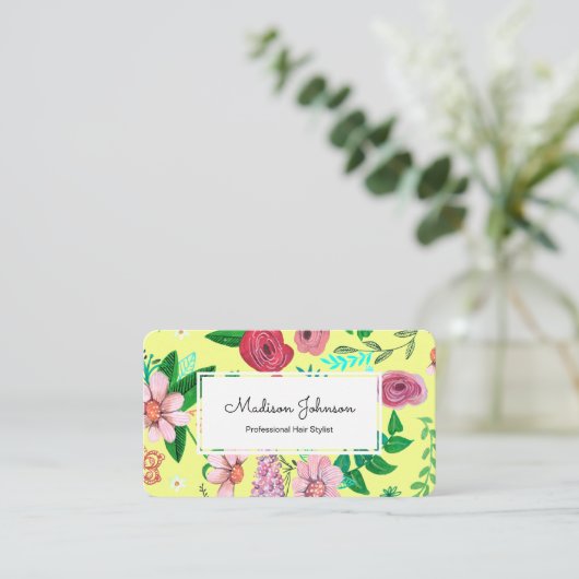 bloemen | Aangepast monogram | VISITEKAARTJES (Staand voorkant)