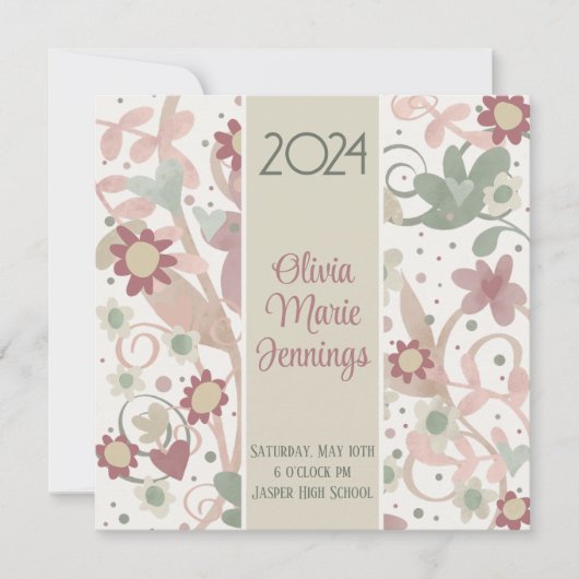 Bloemen Aangepaste Foto Afstuderen Uitnodiging (Voorkant)