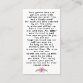 Bloemen Aangepaste Foto Begrafenis Gebed Kaart Visitekaartje (Achterkant)