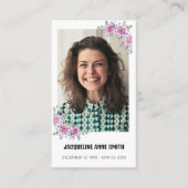 Bloemen Aangepaste Foto Begrafenis Gebed Kaart Visitekaartje (Voorkant)