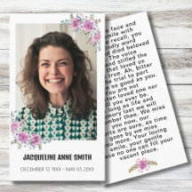 Bloemen Aangepaste Foto Begrafenis Gebed Kaart